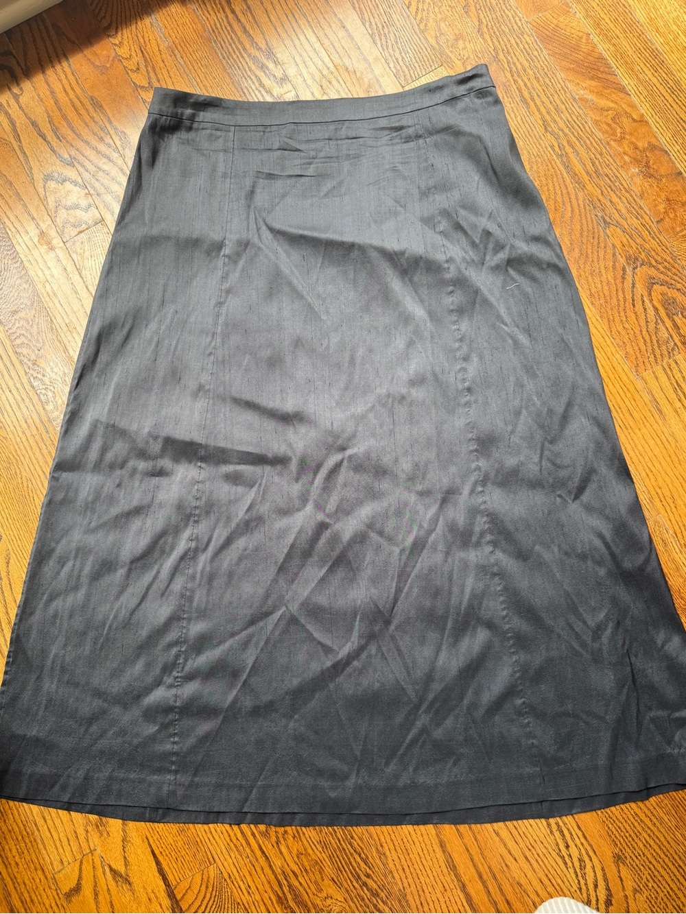 Eileen Fisher Black Silk A-Line Midi Skirt Medium